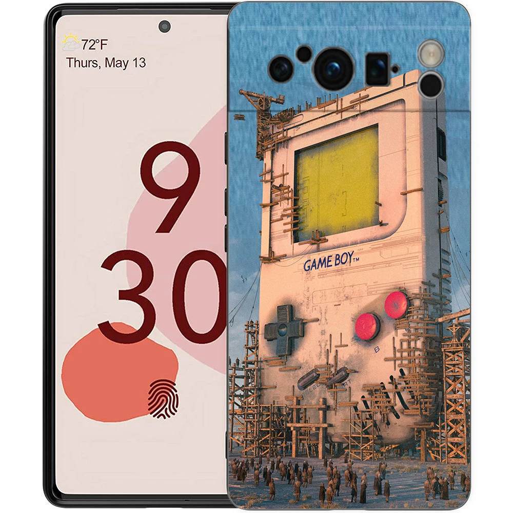 Retro Game Design Phone Case - Soft Silicone Shockproof Black Cover