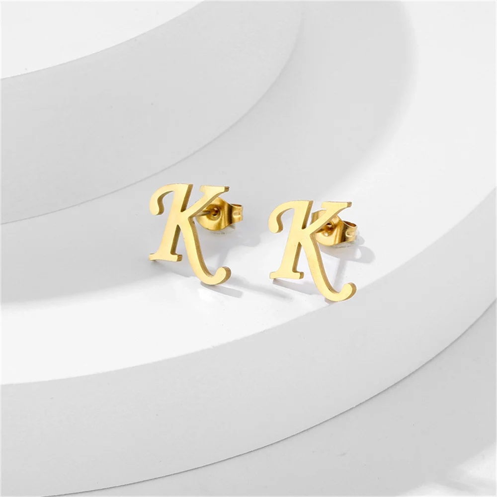 20 Paare/los Kleine Edelstahl Brief Stud Ohrringe Für Frauen Mädchen Piercing Ohr Schmuck Kein Verblassen – Detail 11
