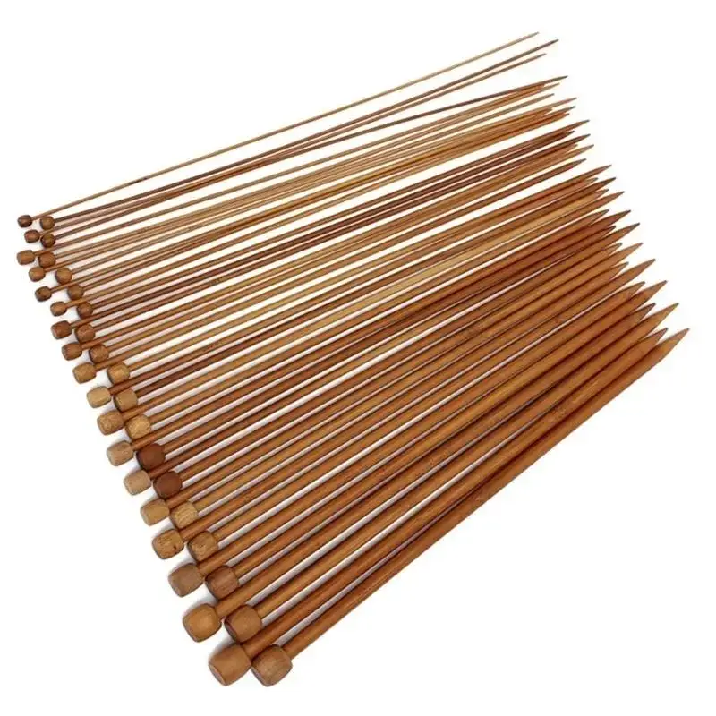 36PCS 18 Size Carbonized Bamboo Crochet Single Pointed Knitting Needles Sweater Needle with A Full Set of Beads home Supplies