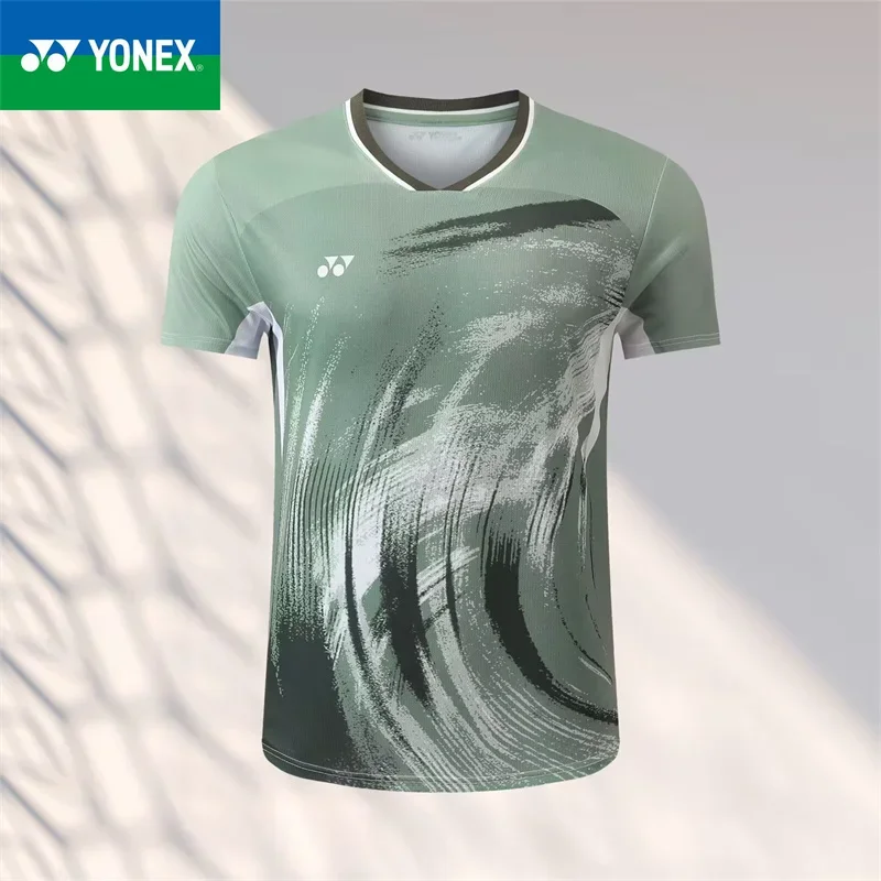 YONEX Quick Drying Breathable Men's and Women's Short Sleeved Badminton T-shirt Sports Training Top Competition Dress sports t shirt