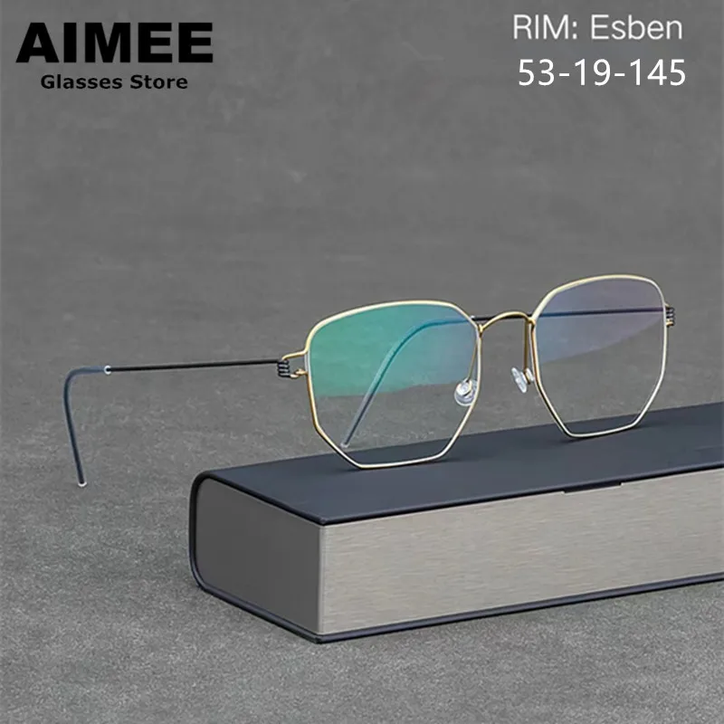

Denmark Style Esben Square Screwless Spectacles Titanium Glasses Frame Men Women Optical Prescription Eyeglasses Blue Light Lens