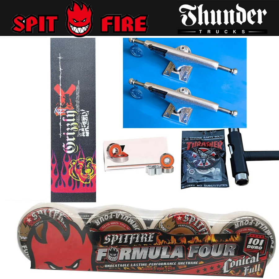 SF wheel forged 149 THUNDER skateboard trucks for 8.5inch decks, pro chrome steel bearings grip tape skateboards