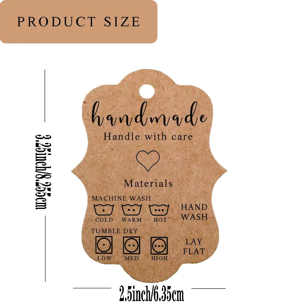 Handmade Care Instruction Tags 30Pcs 2.5&times;3.25 inch Clothes Washing Instruction Cards for Small Business Online Materials Care