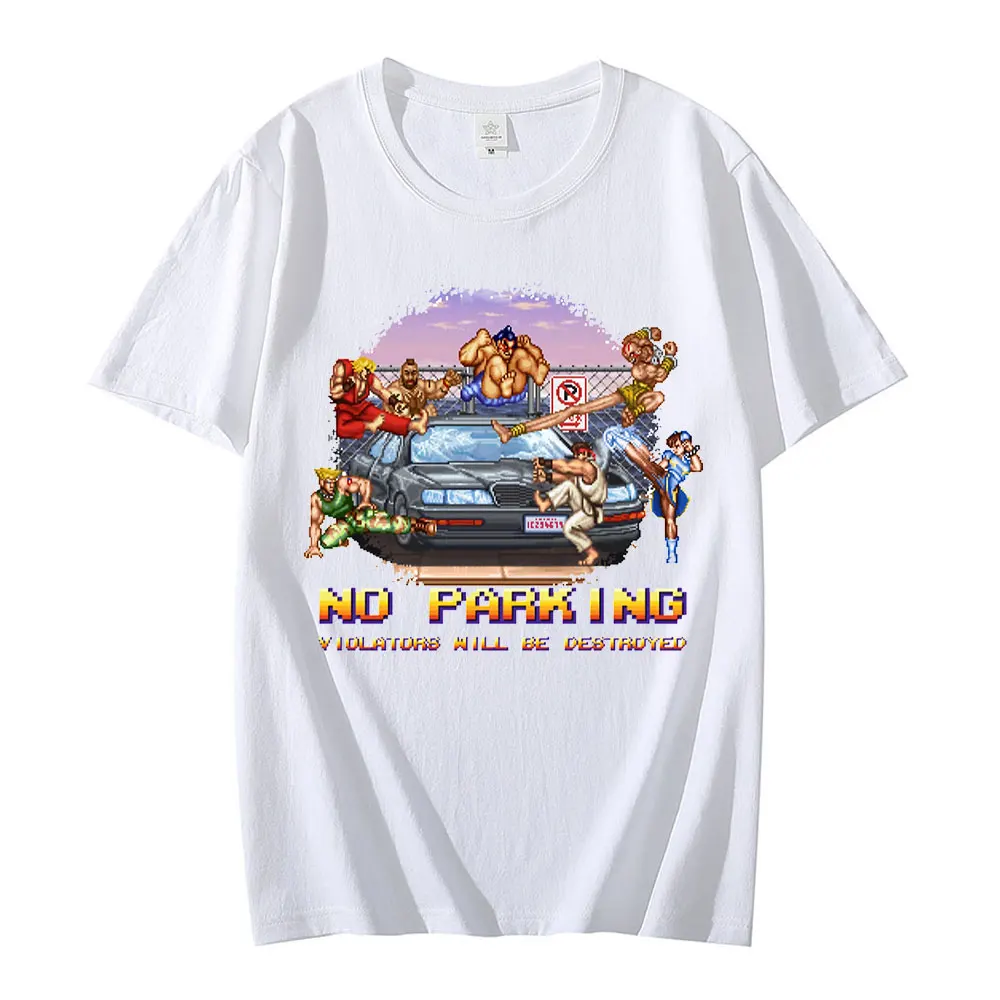 Streetwear Tops Street Fighter T-shirts Hip Hop Funny Print Tshirt No  Parking Violators Will Be Destroyed t shirts Short Sleeve - AliExpress