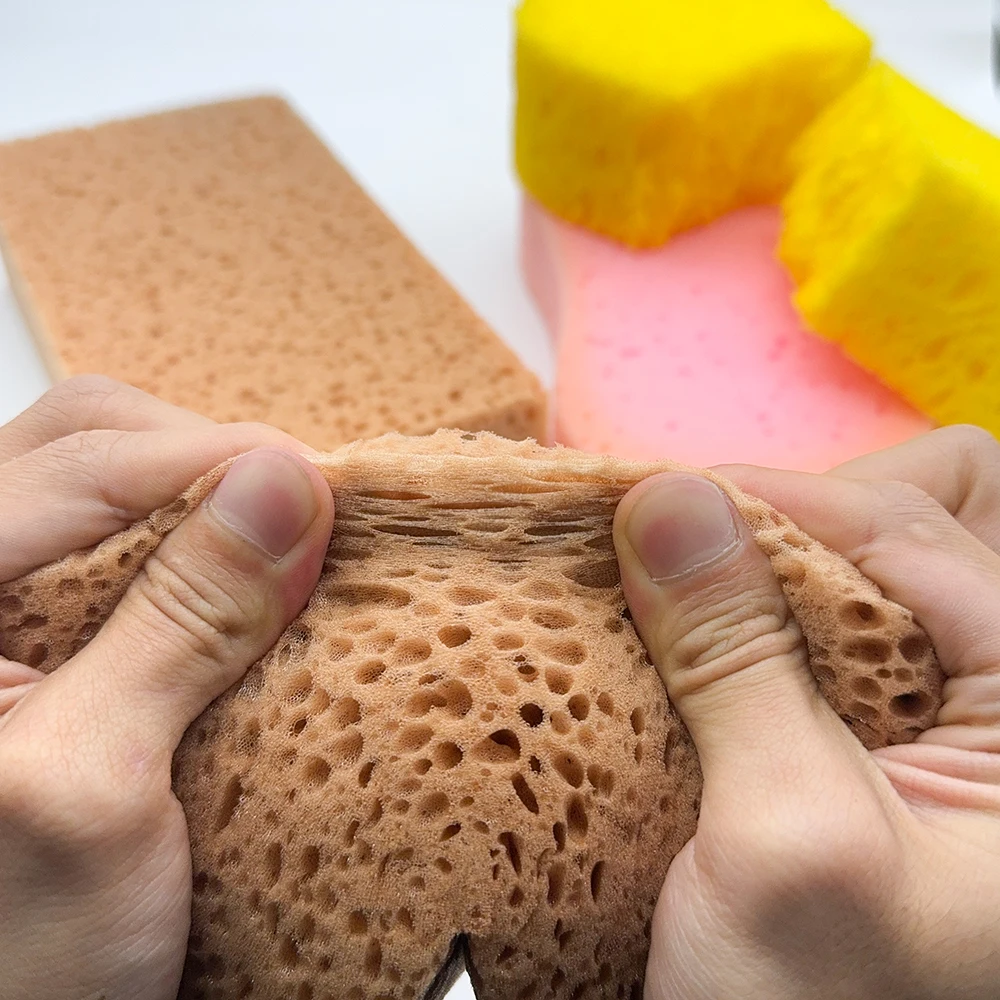 AUTOBRIGHT 2/5/10pcs Car Wash Sponges Square Big Size Ceramics and Thicken Detailing Cleaning Brown Sponge Washing Accessories 6