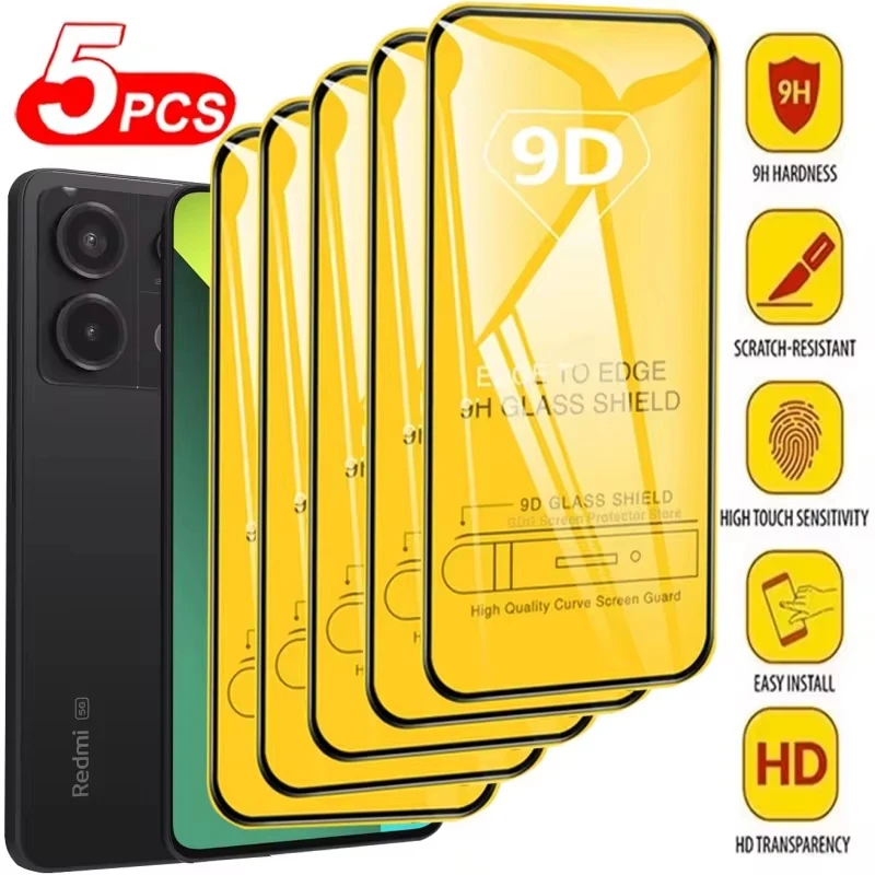 5PCS 9D Screen Protector For Xiaomi Redmi Note 14 13 Pro 5G 12 11 10 9 8 9S 10S 11S 12S 14S 9A 9C 9T 10A 10C 11A 12C 13C_voghion.com