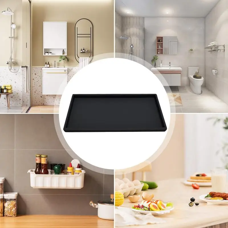 Bathroom Vanity Tray Silicone Heatproof Waterproof Storage Holder Rectangular Organizer For Sink Home Storage And Accessories
