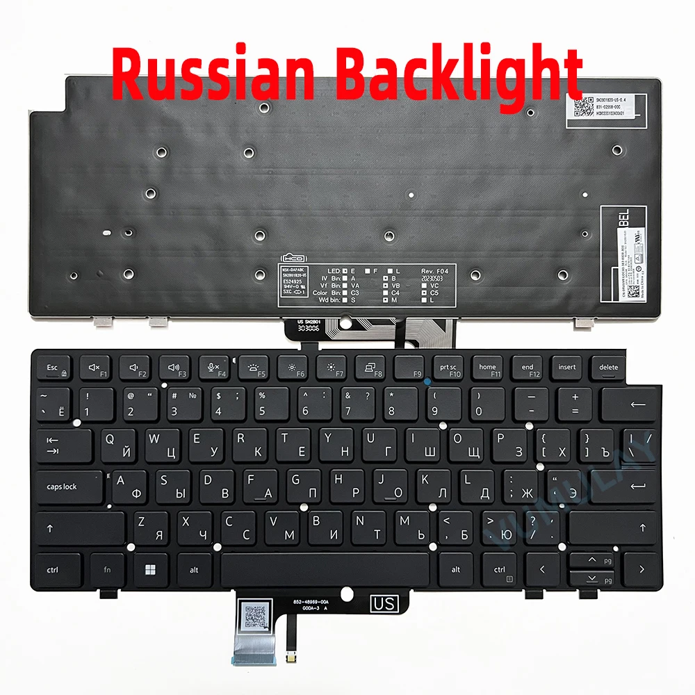 Tastiera Retroilluminata USA Per Dell Latitude 5400/5401/5410/5411/7400/7410, Nera, 3J9FC