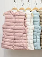 0-10℃ Ultralight Down Vest Women 2024 New Autumn Winter Female Duck Down Waistcoat Puffer Feather Padded Sleeveless Warm Jackets 1