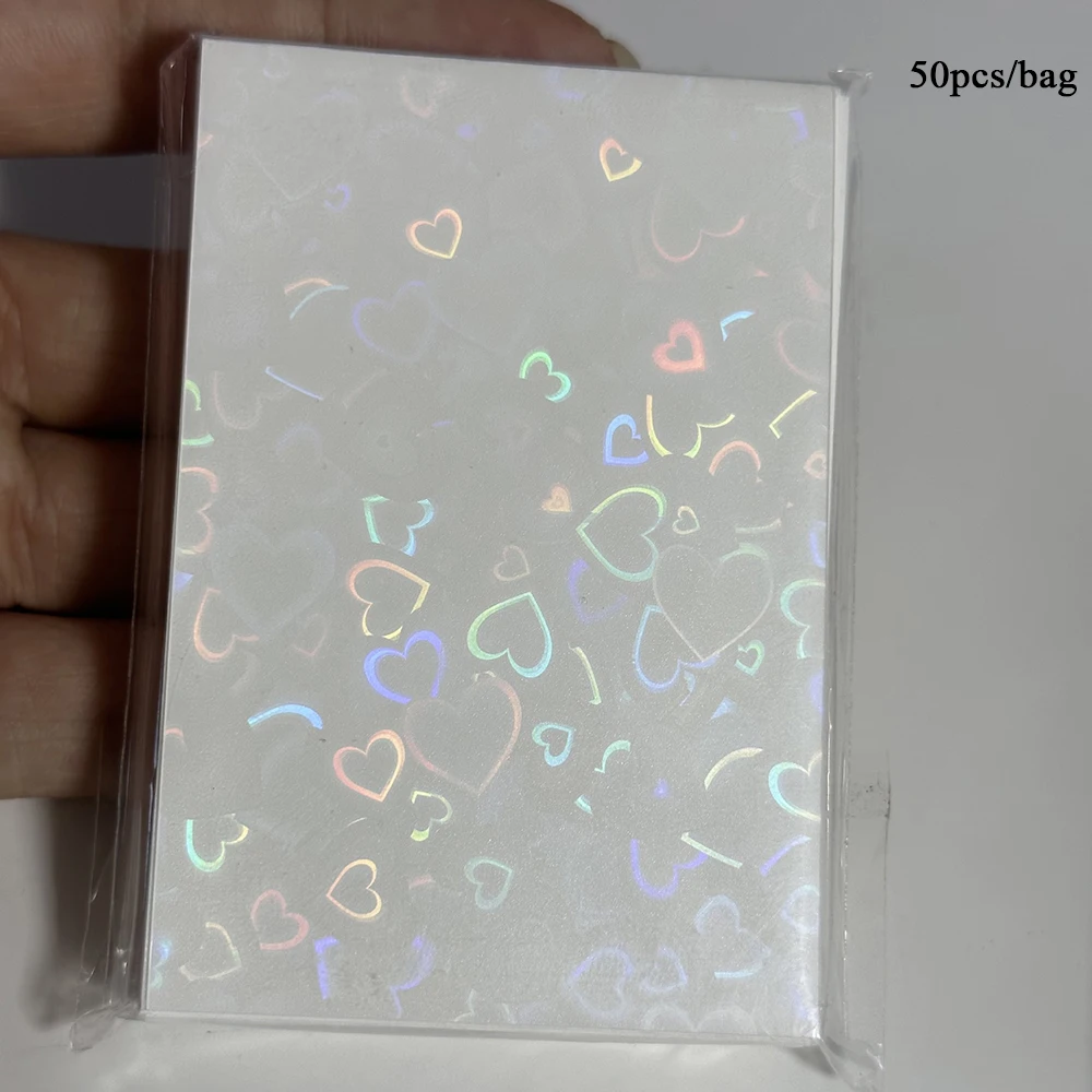 Glittery Love Heart Colored Ins Toploader Card Photocard Sleeves Idol Photo Cards Protective Storage Bag Sleeves 50pcs/pack