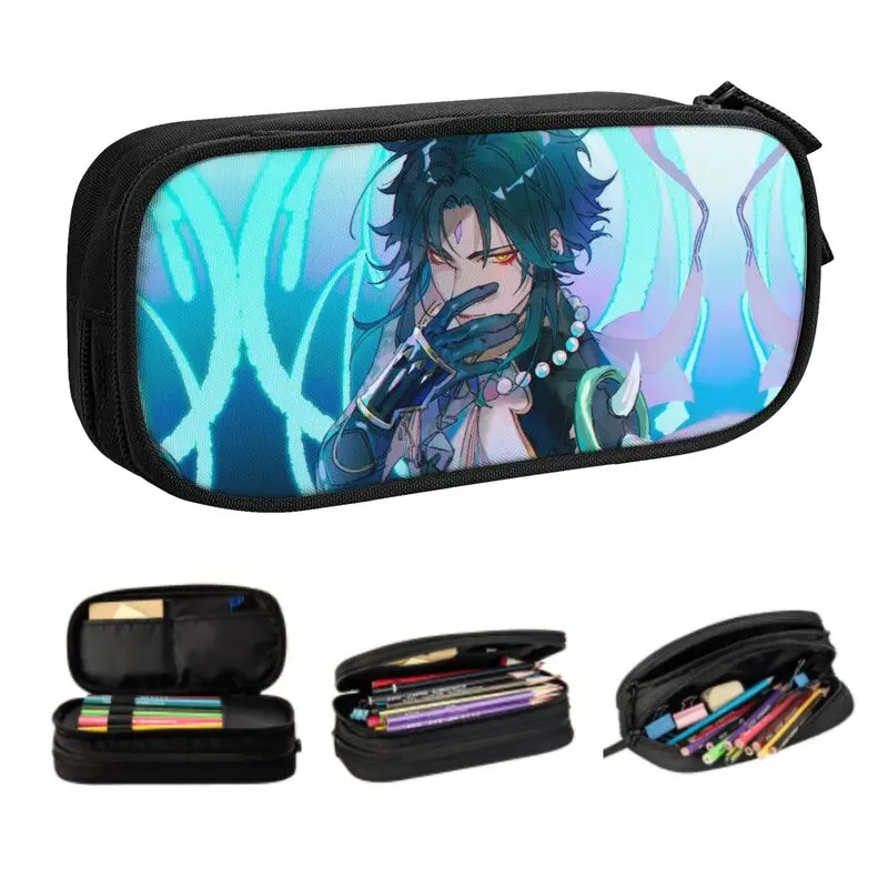 

Customized Genshin Impact Xiao Anemo Cute Pencil Cases Boys Gilrs Large Capacity Anime Game Pencil Box School Accessories
