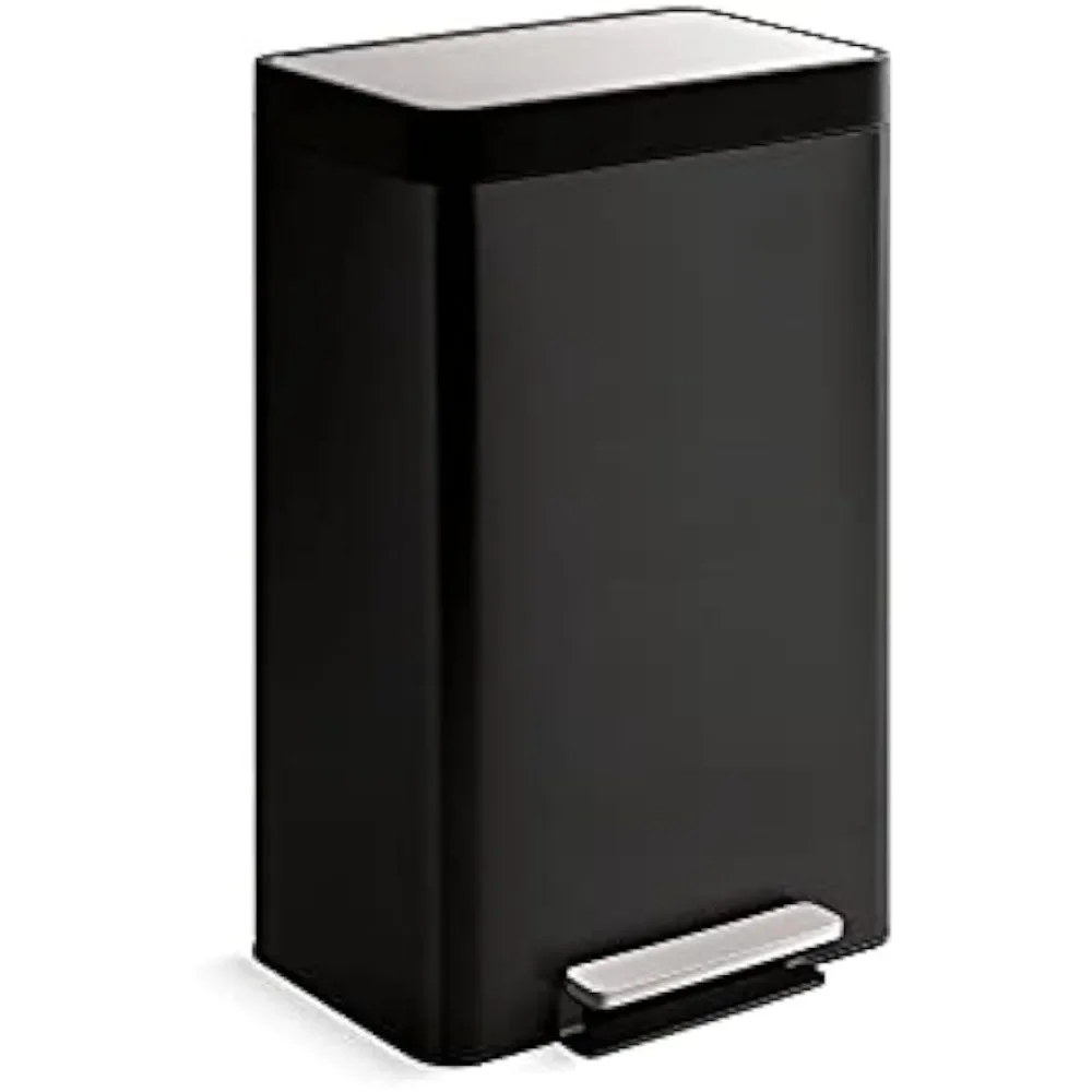 

Black Stainless Steel Trash Bin Kitchen Trash Can With Soft-Close Foot Pedal Dustbin Litter Bins Wastebasket Recycle Food Waste