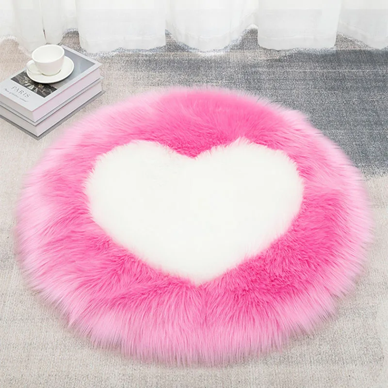 HeartShapedCarpetFluffyRoundCarpetForLivingRoomFloorMats