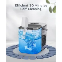 Ice maker countertop, portable ice maker with handle, self-cleaning ice maker with basket and spoon, 9 cubes in 6 minutes 2
