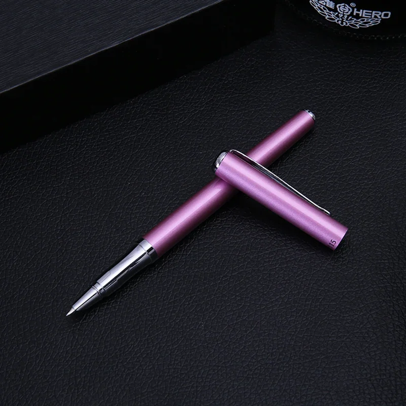핑크 퍼플 블랙 만년필 실버 클립 얇은 잉크 펜, 0.5mm 고급 펜촉, 학생 필기 펜, 학교 사무용품, 1 개
