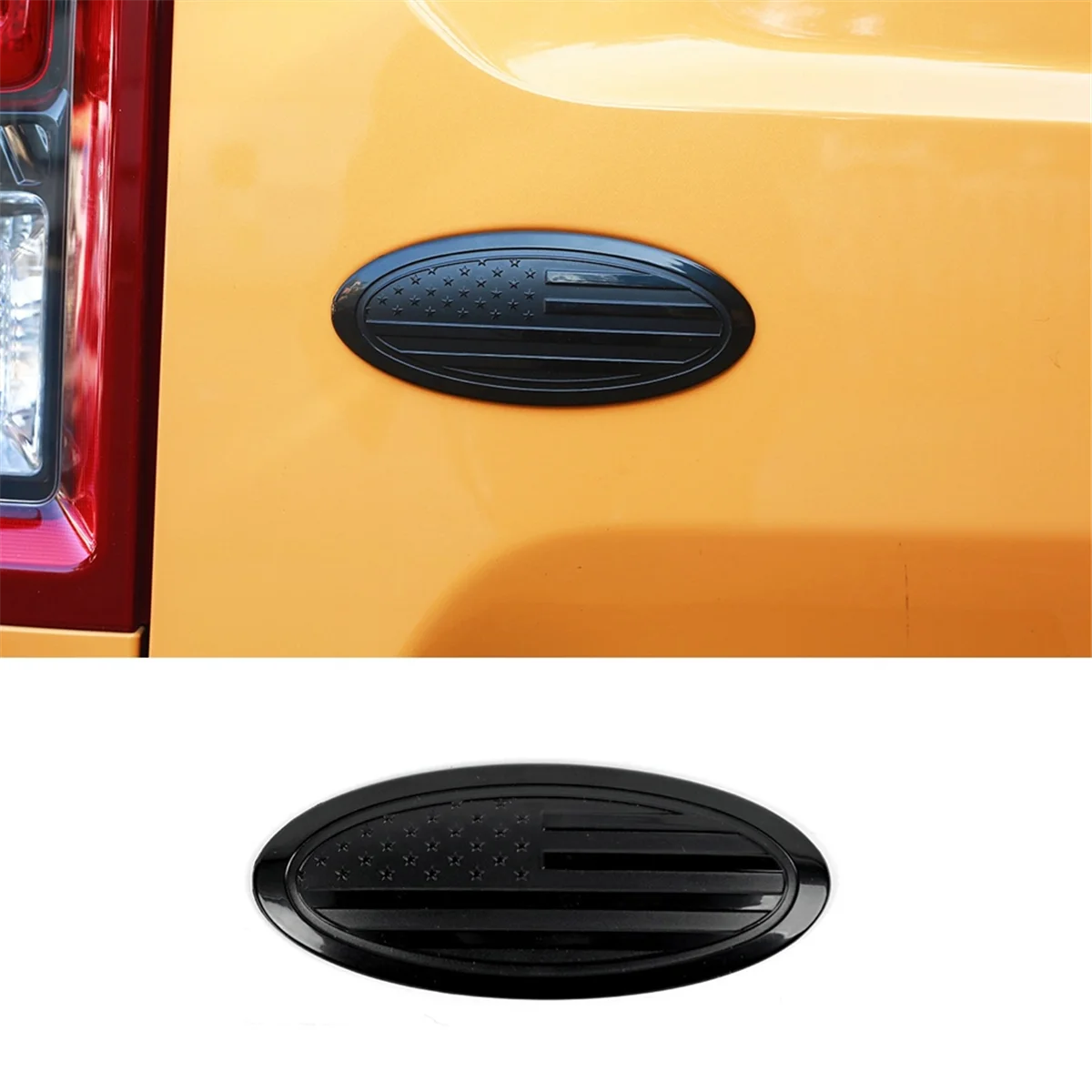 For Ford Bronco/Bronco Sport 2021-2023 5 Inch Overlay Rear Tailgate Oval US Flag Emblem Trim (Black)