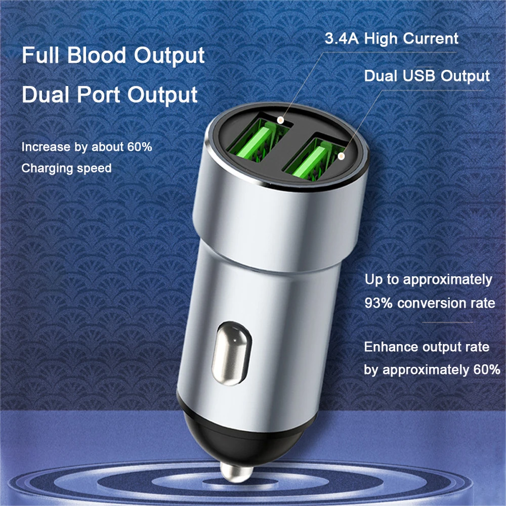 Metal Dual Port Fast Car Charger for Universal Vehicles
