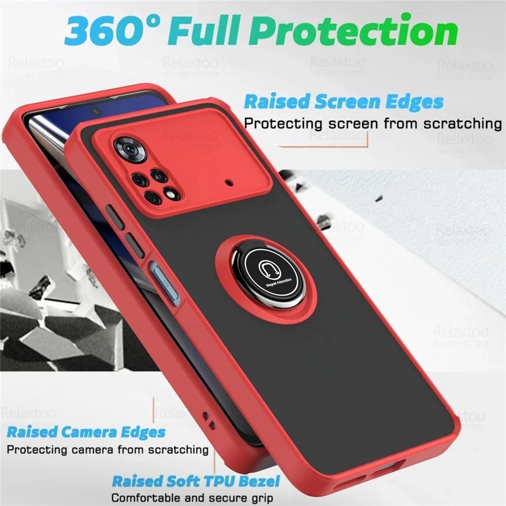 Luxury Magnet Matte Shockproof Ring Holder Case - Enhanced Protection and Style