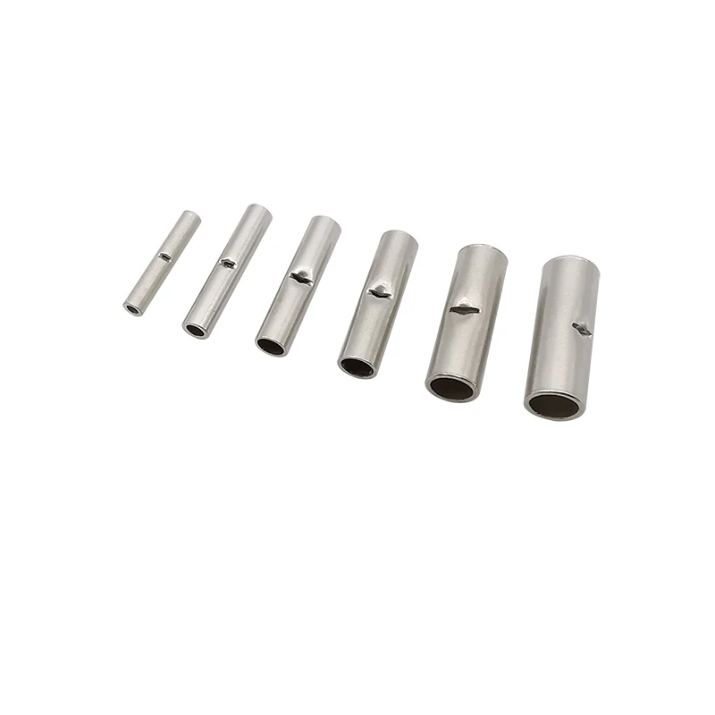 100 Pack 14-12 Gauge Non-Insulated Tin Butt Splice Connectors - Pure Copper