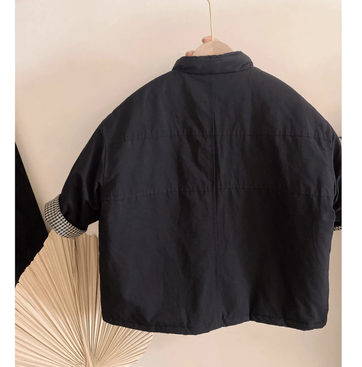 한국 스타일 아동용 가을 겨울 면 재킷 남아 여아 중간 길이 면 코트 바람막이 두꺼운 스탠드 칼라 싱글 버튼