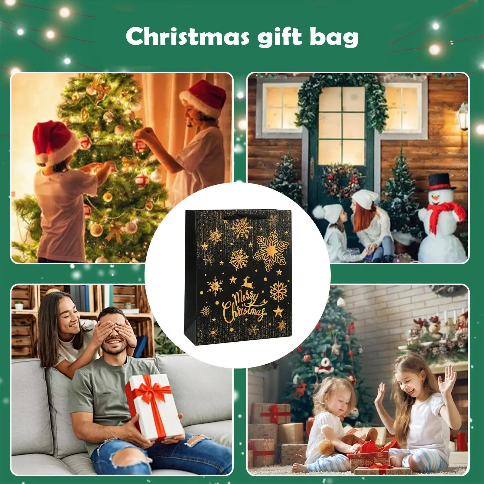 Holiday Bags Christmas Foldable Reusable Party Favors Festival Goodie Bags With Handle For Candy Goodie Grocery Pastries