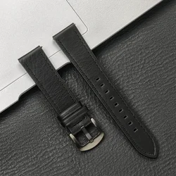 Premium Leather Strap - Vintage Style 20mm & 22mm Adjustable Band for 20mm (Black black)