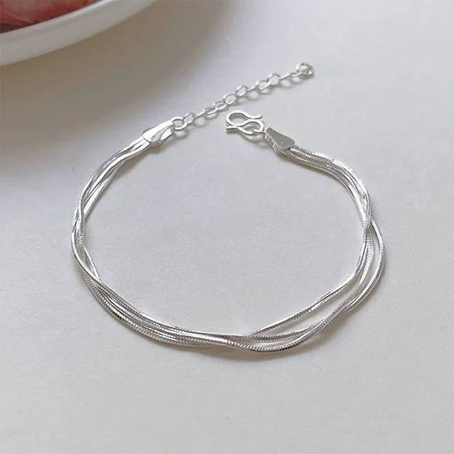 Fashion 925 Sterling Silver Bracelets for Women Simple Korean Multi Layer Coil Adjustable Bracelets Party Wedding Jewelry Gifts 1