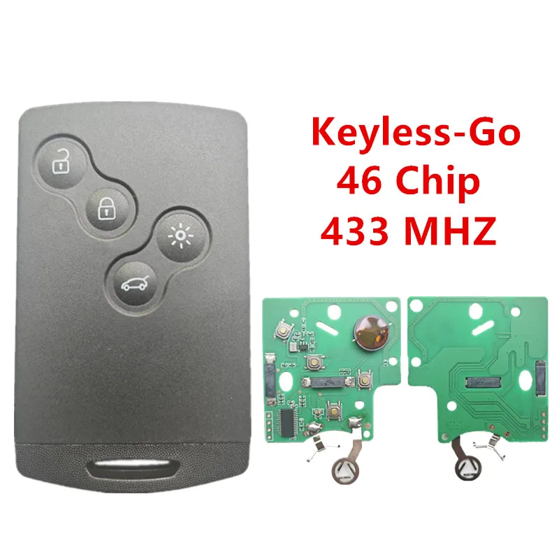 4 Buttons 46 Chip 433 MHZ Keyless-Go Car Smart Remote Control Key For ...