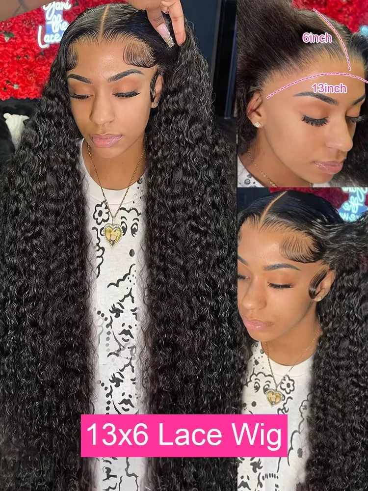 High Density 220% 50 52 Inch Deep Wave 13x6 HD Lace Front Human Hair Wig Loose Water Wave Curly 13x4 Lace Frontal Wig Human Hair