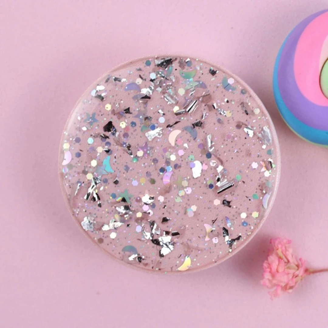 Round Glitter Phone Ring Grip - Universal Mobile Device Holder