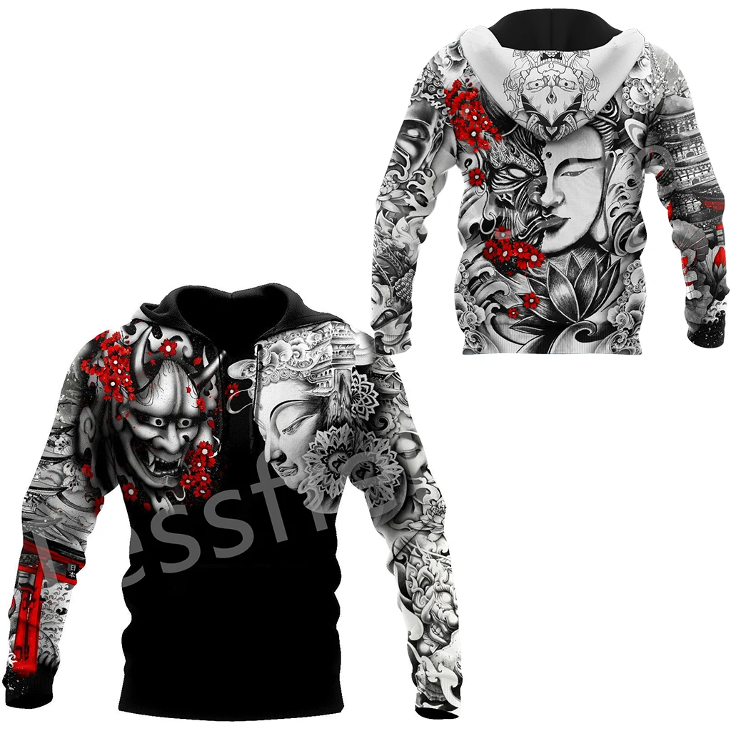 

Tessffel Japanese Samurai Tattoo Spirits Ghosts Retro Long Sleeves Harajuku 3DPrint Men/Women Streetwear Casual Funny Hoodies 16