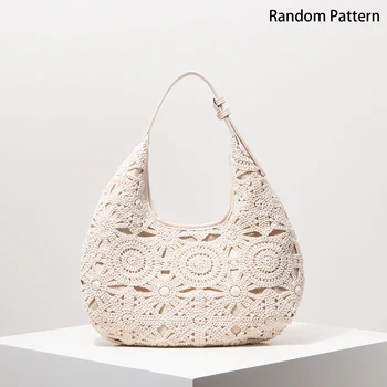 Borsa in tessuto cavo modello, borse da spiaggia Boho, borsa a tracolla stile Premiun per donna, abiti da vista da donna, must have da viaggio