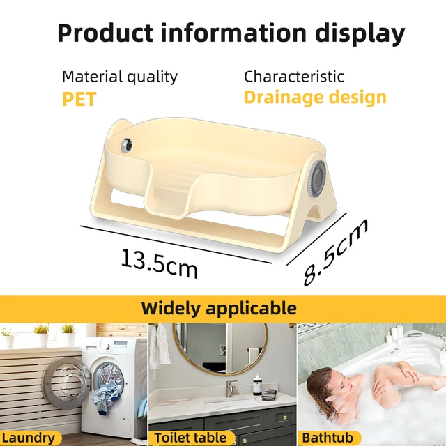 Új Elterelés Szappanos Edény Doboz Hordozható Csatorna Szappantartót Tok Állítható Divatos Lyukasztás Nélküli Wc Mosó Szappan Tálca Fürdőszoba Állvány - Image 6