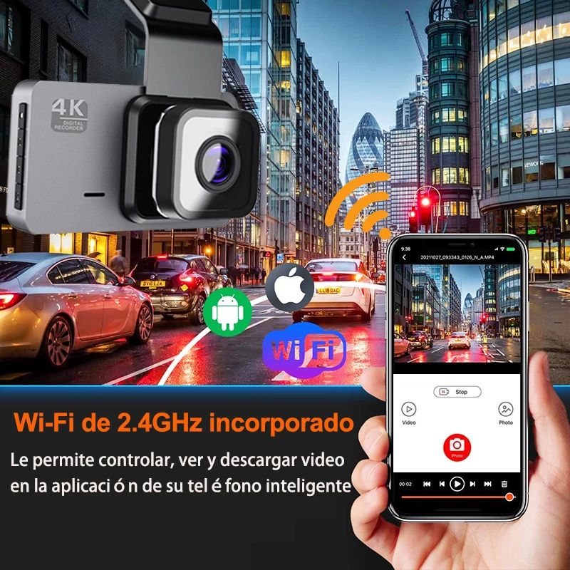 2 canales 4K camara para vehiculo WIFI Control dashcam para auto camaras  para vehiculos 1080P camara marcha atrás coche Grabadora de vídeo Monitor  de aparcamiento accesorios coche - AliExpress