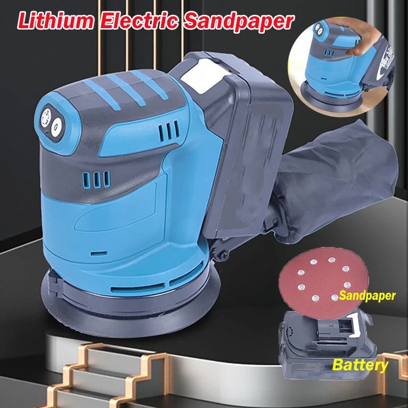 

Lithium Electric Sandpaper Machine Round Sand Woodworking Grinder Polishing Machine for Makita 18V Battery with Battery Charger