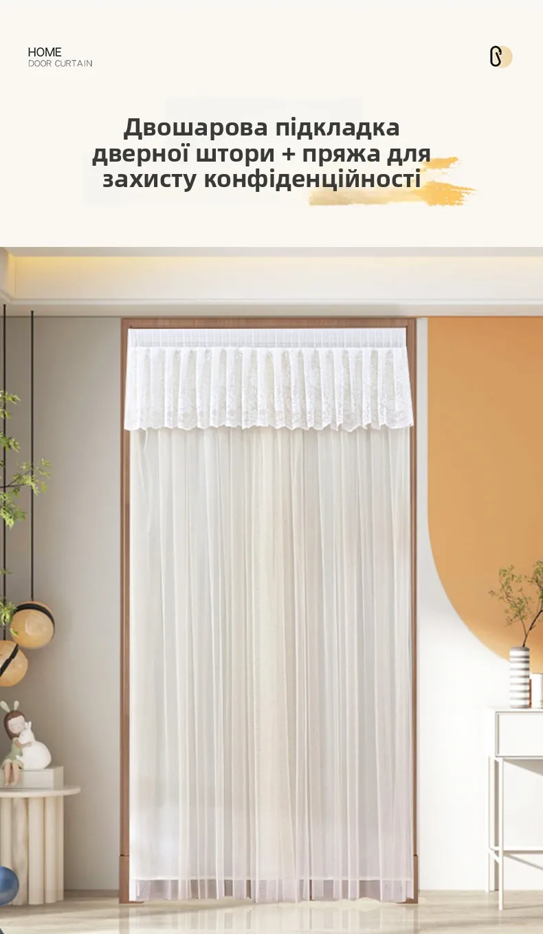 Description Picture 3 of itemNo-Drill Lace Door Curtain Modern mat Sle Bedroom Decorative Partition Privacy Curtain Mosquito Proof Ventilated
