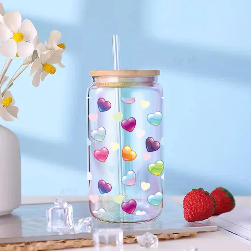 UV DTF Transfer Sticker Valentine's Day 16oz Libbey Glasses Wraps Bottles Cup Can DIY Waterproof Decals D5956