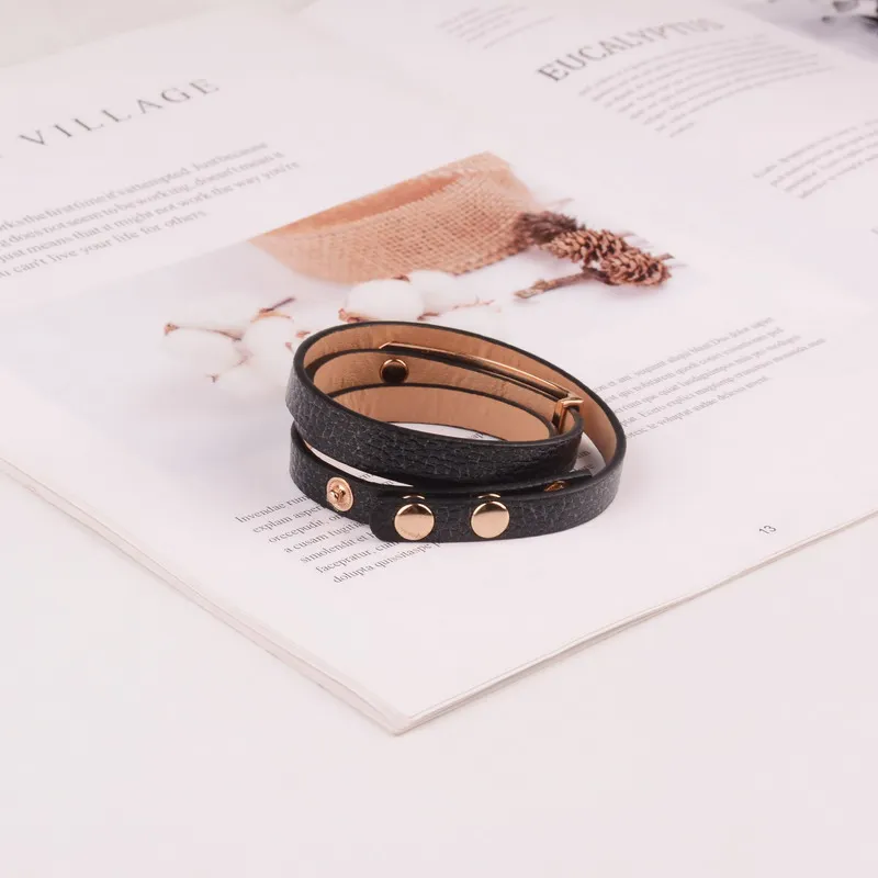 double leather bracelet monogram