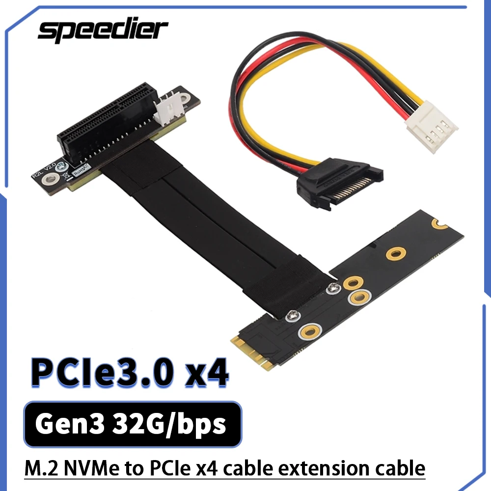 

Переходник PCIe M.2 NGFF NVME M-Key SSD к PCI-e x4 Райзер-карте адаптер 4P Sata Power GPU PCI Express 4x к M2 Key M Удлинительный кабель Gen3.0