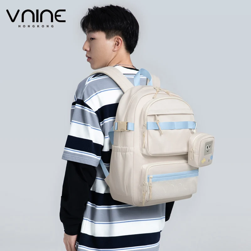 VNINE backpack for junior high school girls 2024 new fashion high school student large capacity backpack for men's computer bag