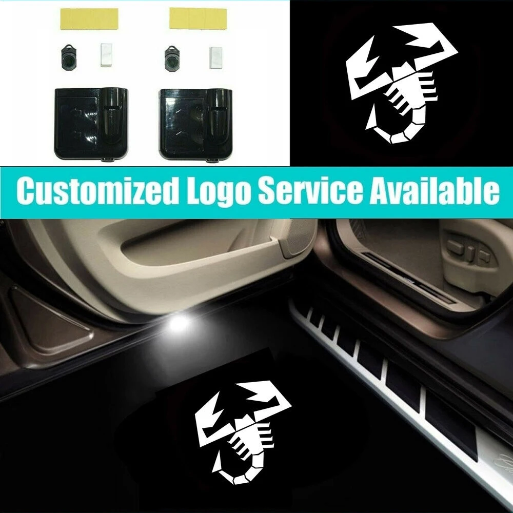 2 Pezzi Abarth 1000 1600 204 2000 Assessoires Logo Wireless Car Door Scorpion Welcome Lights Fit