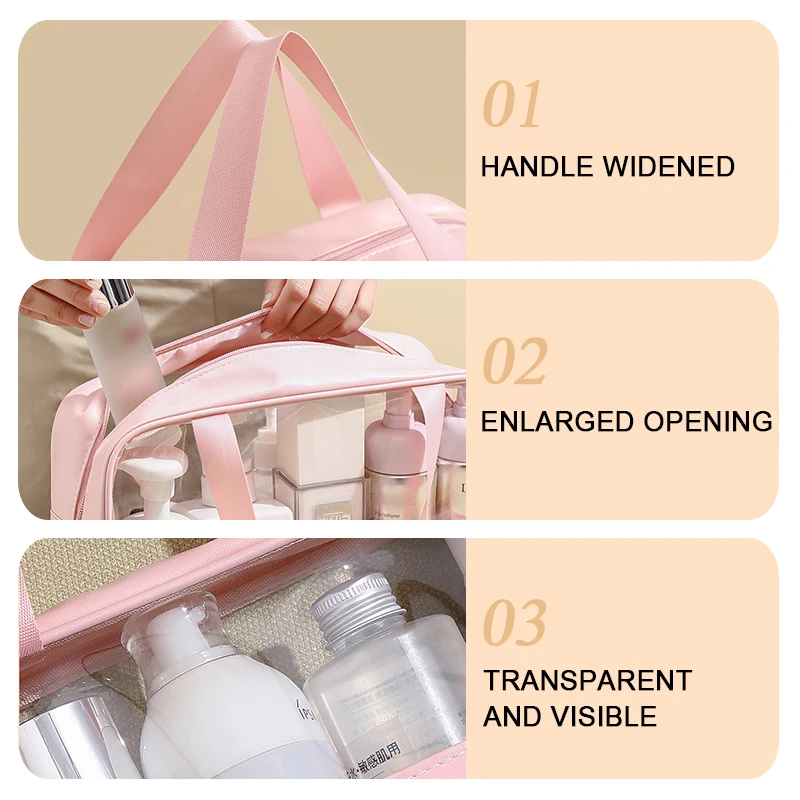 Portable Cosmetic Pouch Women Translucent Makeup Bag Large-Capacity Bath Wash Bags Multifunction Travel Waterproof Storage Case 5