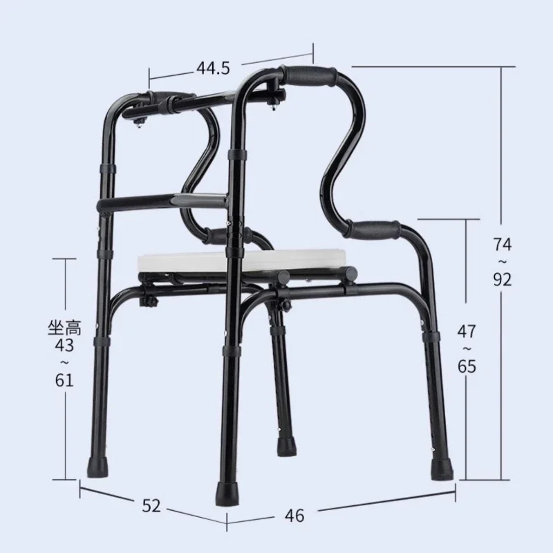 Elderly Walkers Can Sit Non-slip Medical Crutches, Aluminum Alloy Disability Mobility Aids Walking Carts Rehabilitation Walkers 5