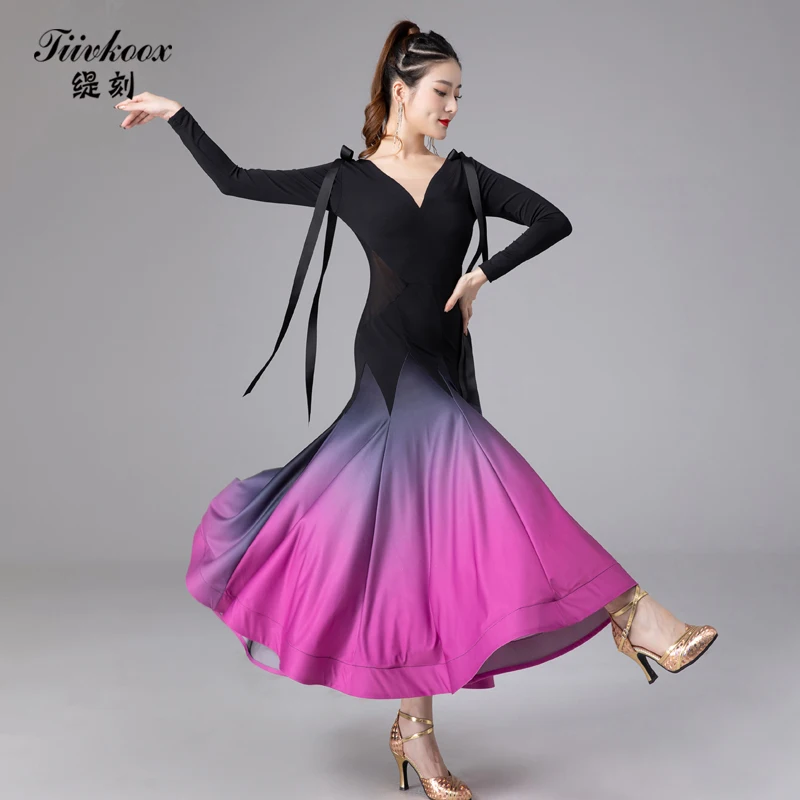 

X5016 Adult Modern Dance Dress Ballroom Dance Suit Waltz Swing Dress Latin Dance Practice Wear Women Foxtrot Dance Clothes