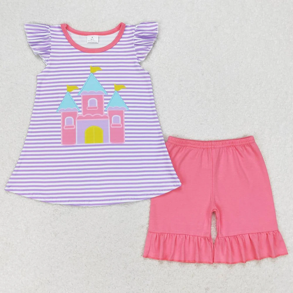 Sweet Bunny Graphic Top with Tie-Side and Denim Shorts Set For Baby Girl - Yellow