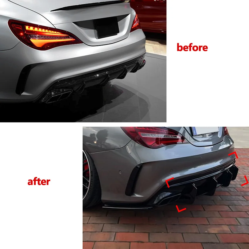 For Mercedes Benz CLA Class W117 C117 CLA45 AMG Sedan 2016-2019 Car Rear Bumper Lower Diffuser Lip Body Kit