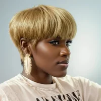 Perruque coupe lutin perruque de cheveux humains courte perruque entièrement faite à la Machine cheveux raides pour les femmes 2
