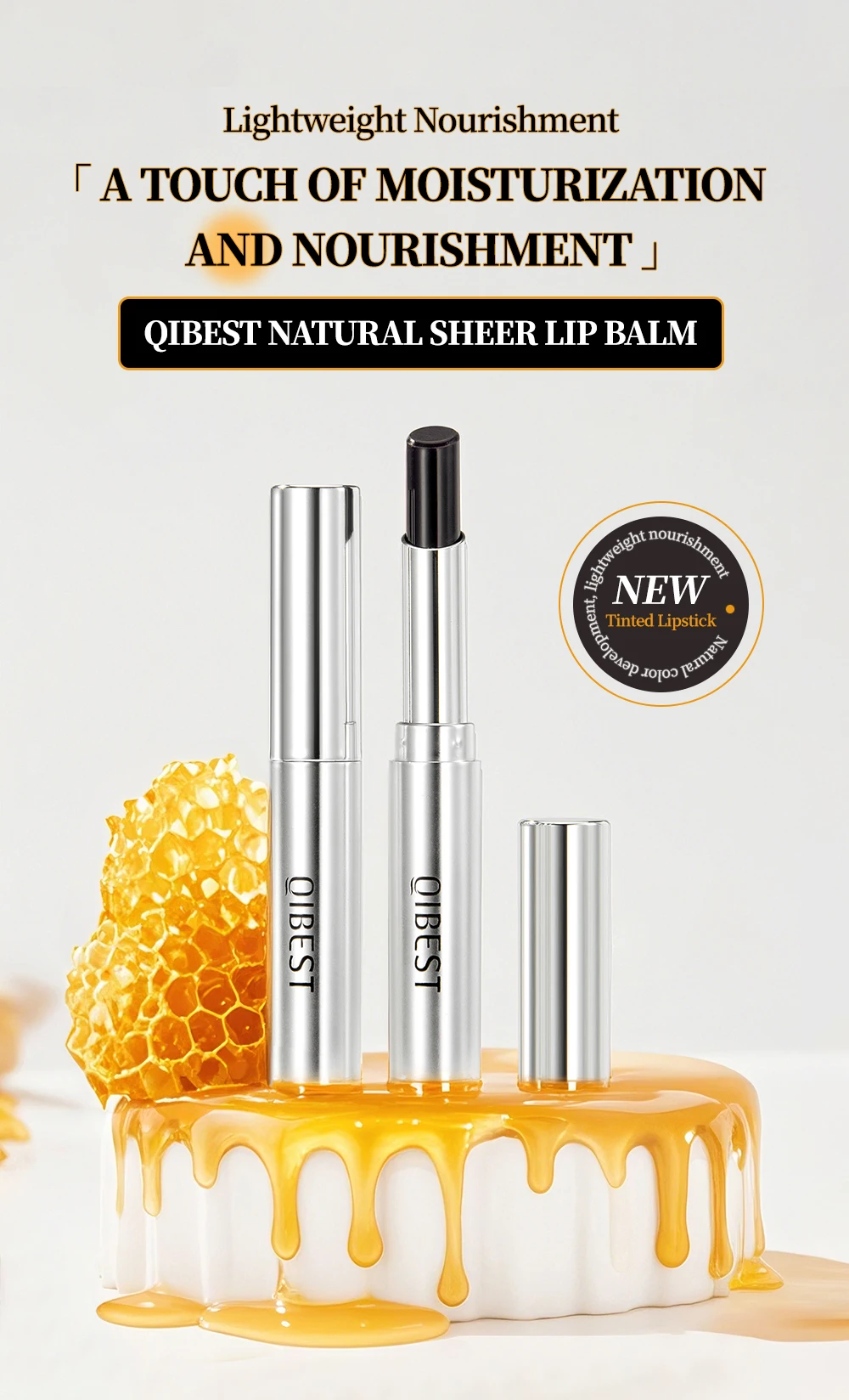 Description Picture 4 of itemBlack Honey Colored Lip Balm Smooth Easy-to-Spread Lip Conditioner Long-Lasting Moisture Nutrition Translucent Finish Lip Makeup