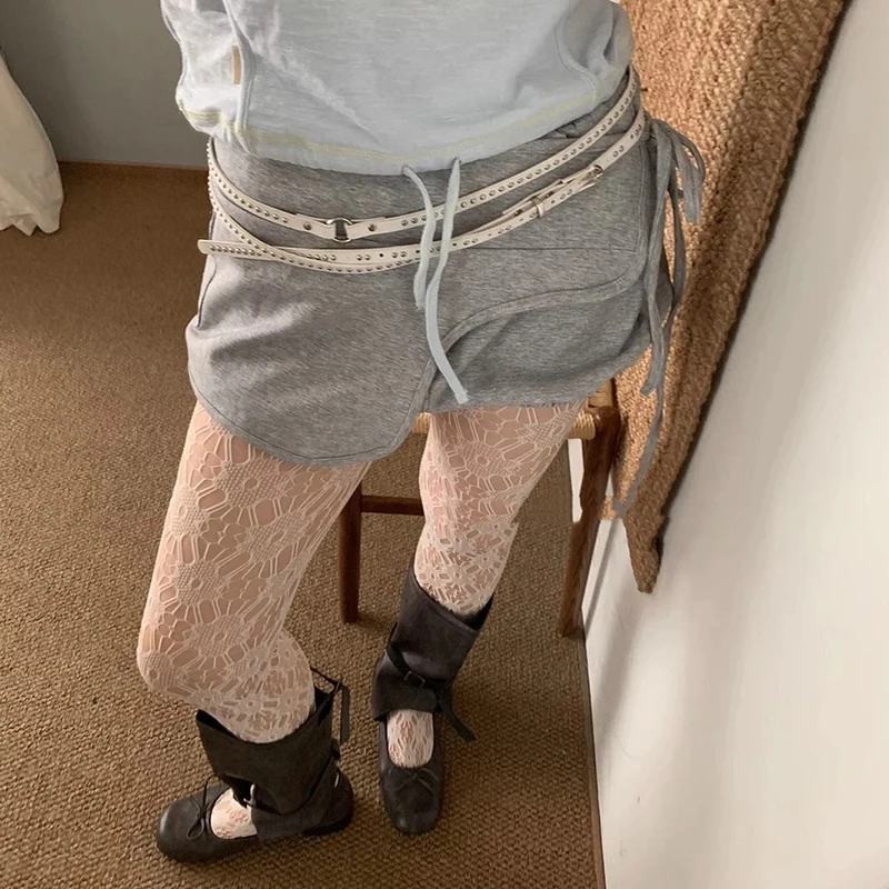 Punk Niet Leder Doppel Dünnen Gürtel Frauen Männer PU Schwarz Weiß Taille Strap Trendy Bund Jeans Rock Dekoration