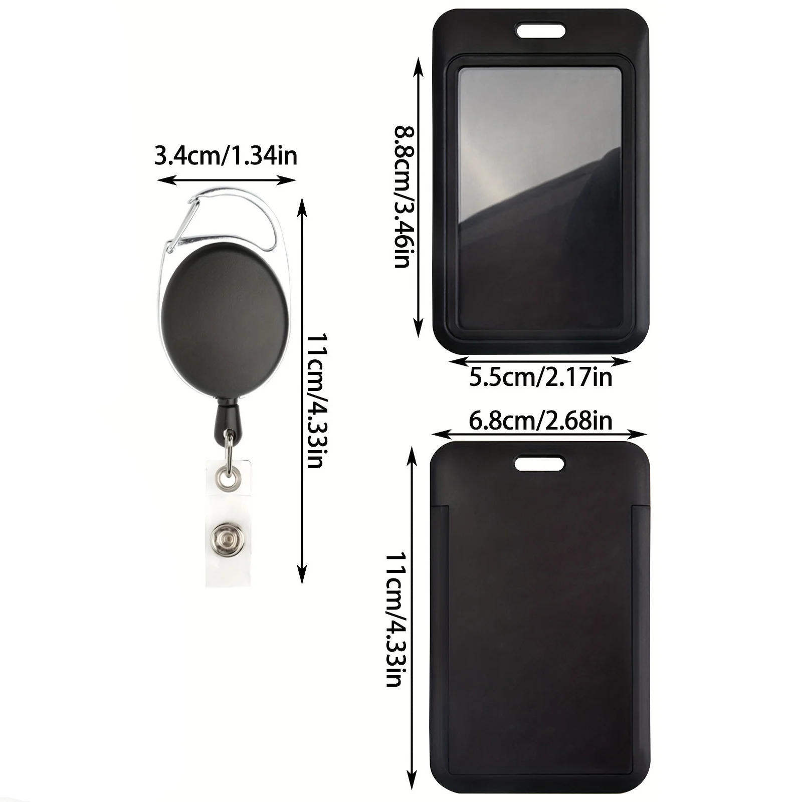 Black Retractable Badge Holder with Name Card Storage for Medical Professionals